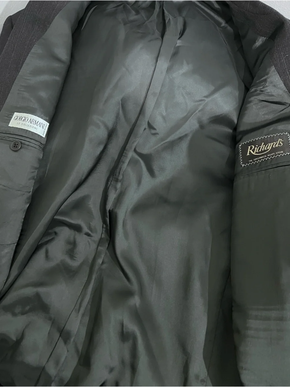 Vtg Giorgio Armani Le Collezioni gray Pinstripe Blazer suit jacket 46R 90s wool - Picture 6 of 7